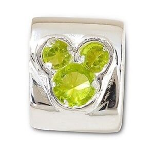 Chamilia Mickey Mouse 925 Sterling Silver Green Cubic Zirconia Charm Bead